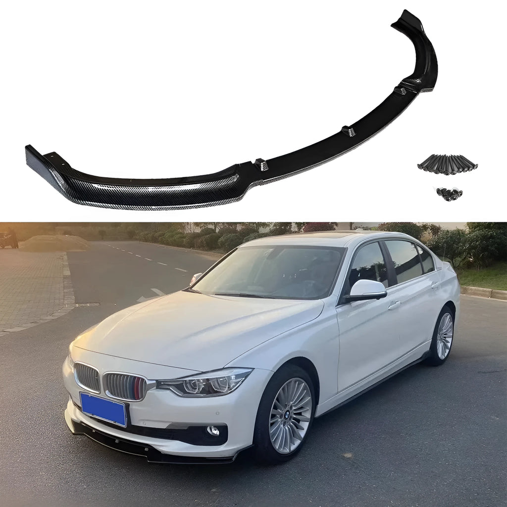 Bright black polypropylene front bumper lip spoiler for BMW F30 F35 3 Series