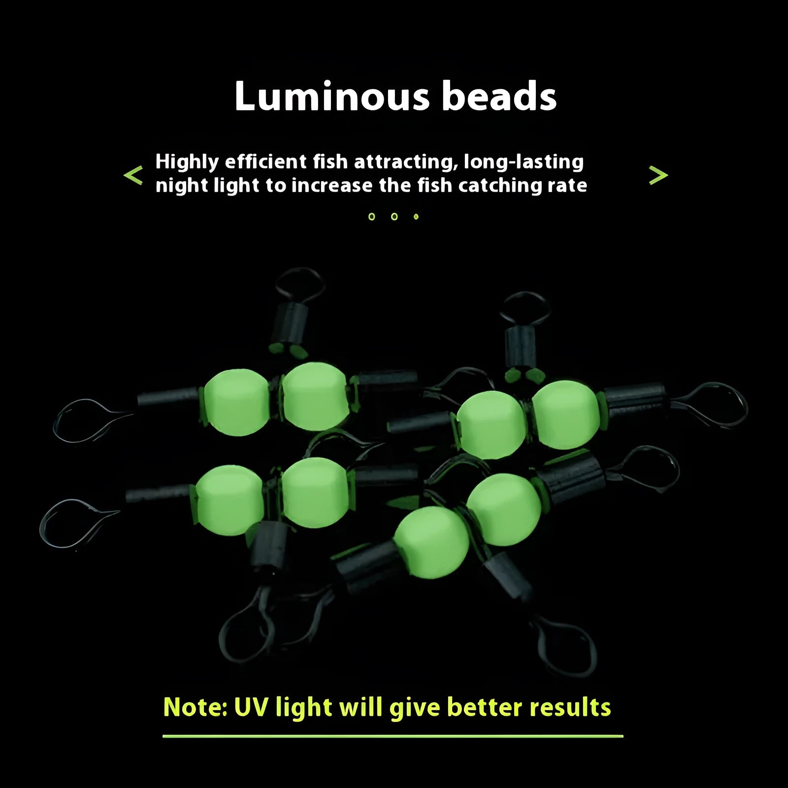 Copper luminous fishing swivel bead with a T-type three-fork design and eight small connection rings.