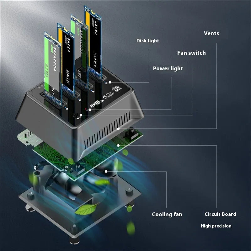 M2 dual protocol SSD aluminium base with 90x78x34mm dimensions and K30174P2 colour