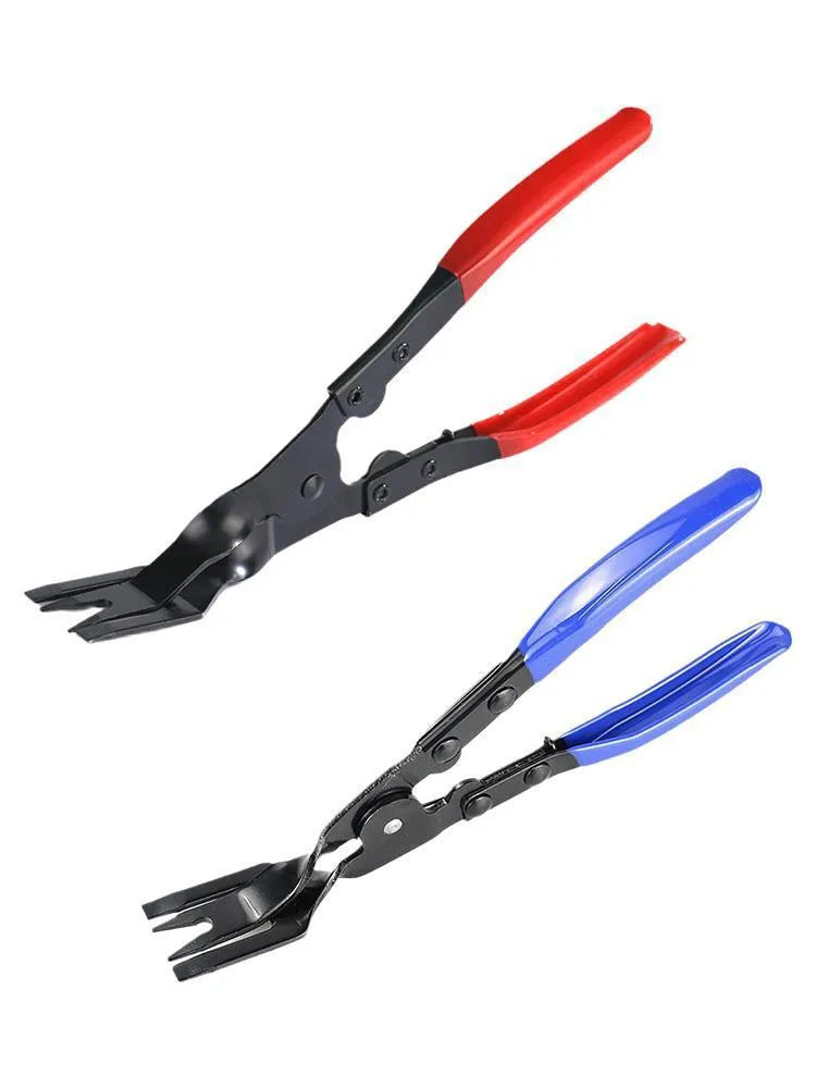Blue steel car interior clamp removal pliers showing 235mm length and 32mm head dimensions