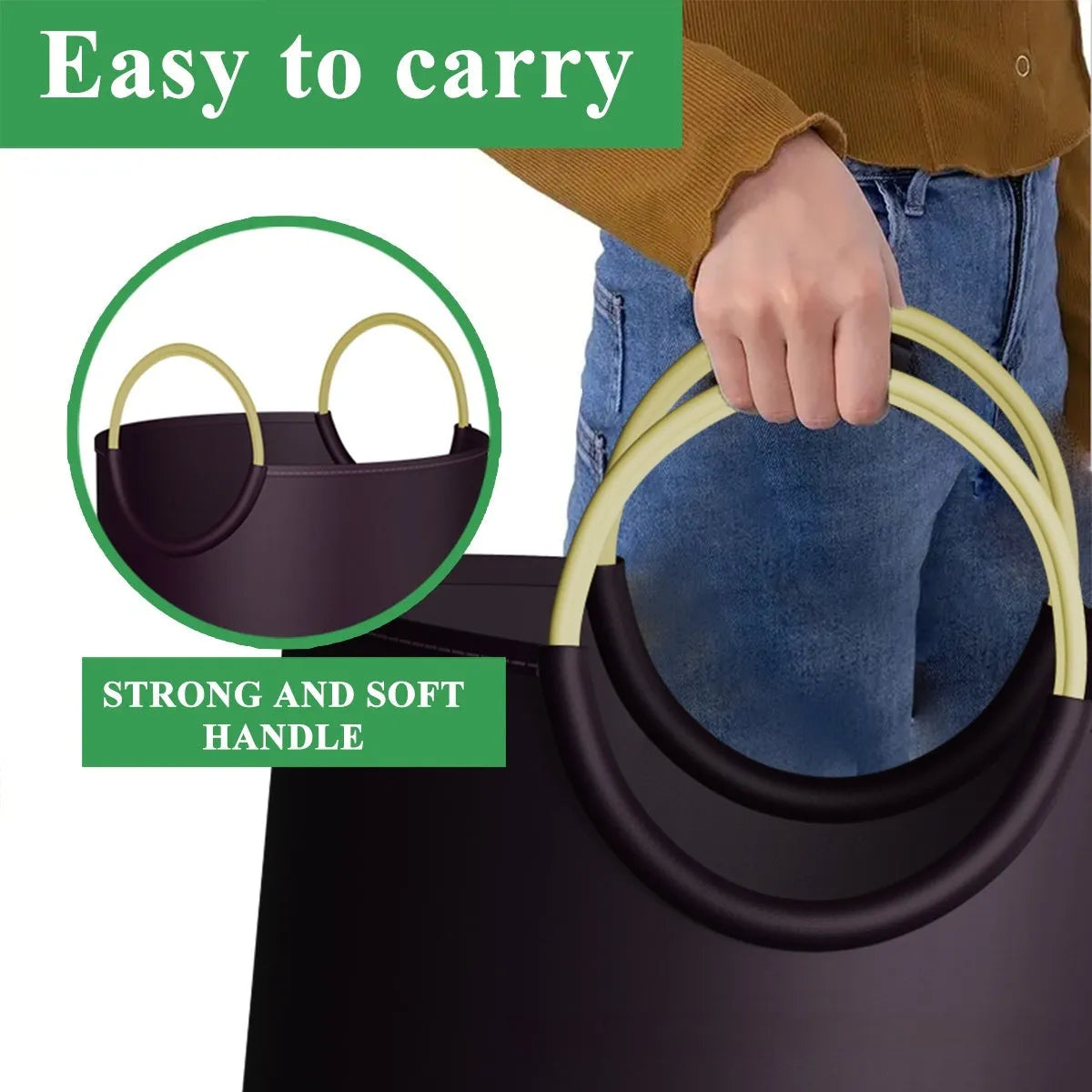 Round portable PP plastic trash can measuring 38x72cm with pattern and plain colour options