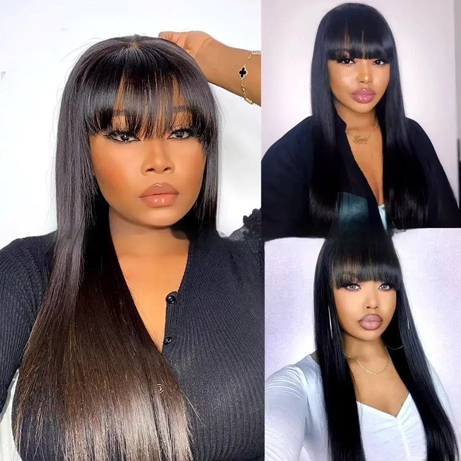 Natural colour human hair wig with lace front construction showing realistic hairline