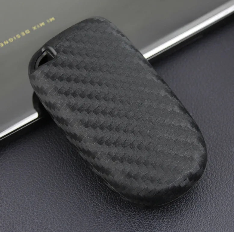 Black silicone key case with carbon fibre pattern for Dodge Chrysler Fiat remote key fobs.