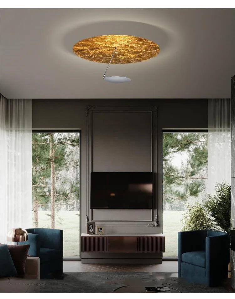 White iron art chandelier ceiling lamp with a 50cm diameter and warm LED light.