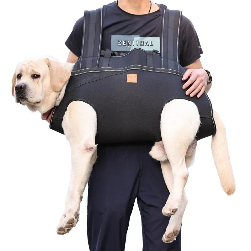 Black Oxford cloth dog backpack for medium and large breeds in three sizes