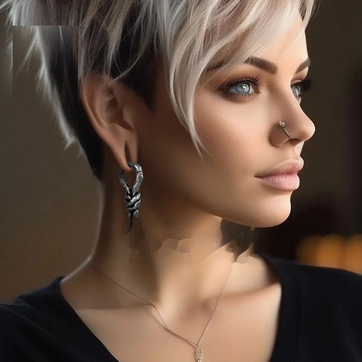 Creative Bends and Hitches 4mm copper piercing earrings with retro oiled finish for cartilage.