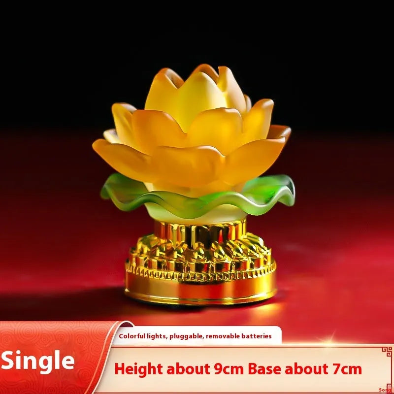 Chinese style yellow lotus lamp for Buddha front household shrine decoration