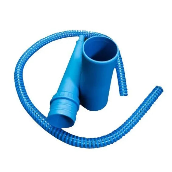 Blue plastic suction pipe vacuum cleaner attachment with round head for washing machine dust cleaning, 114cm length