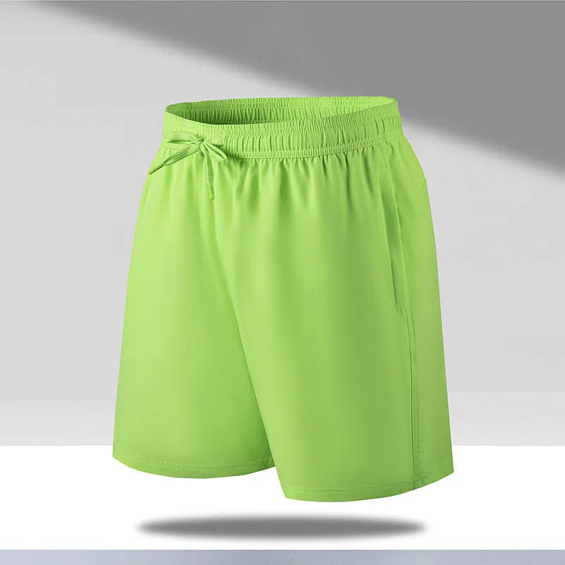 Men's loose fit quick-drying beach shorts in polyester ice silk fabric available in multiple colours