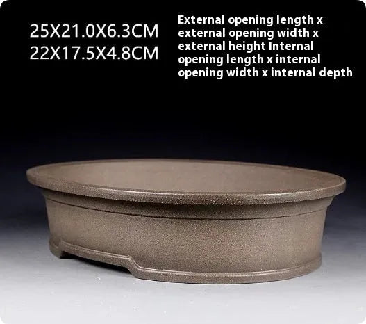 Handmade purple sand oval bonsai flower pot antique design for succulents