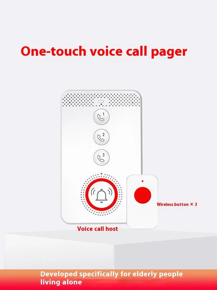 White elderly emergency alert system with one buzzer unit and three call buttons