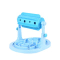 Blue interactive pet puzzle slow feeder bowl with raised patterns and adjustable height mechanism