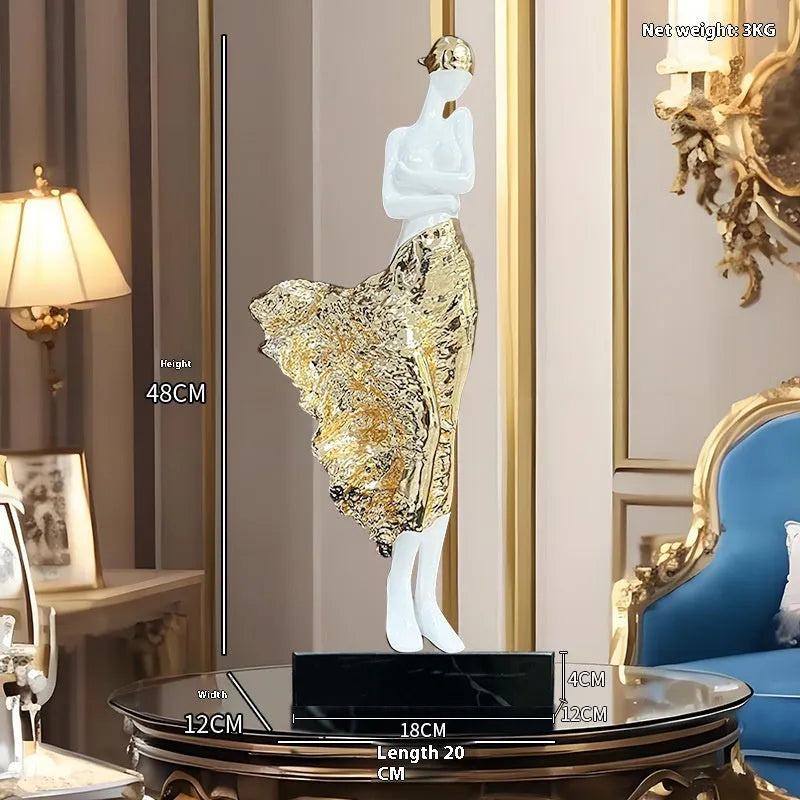 48cm tall modern character sculpture ornament in rose gold or silver finish