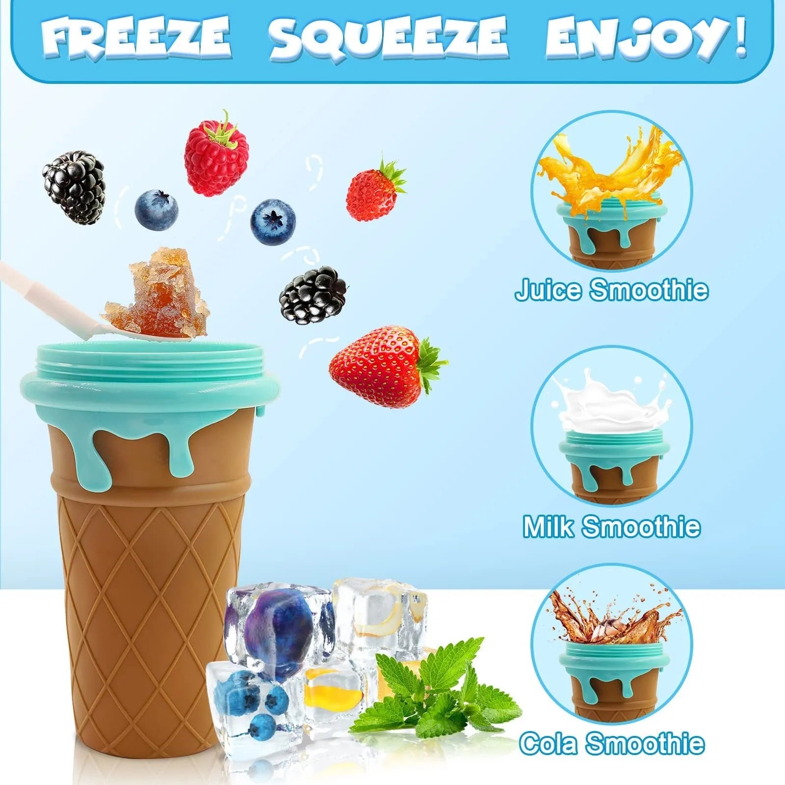 500ml blue quick-freeze slushy maker cup for homemade smoothies
