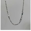 Polished stainless steel necklace in broken silver with adjustable chain, cold wind style, unisex design