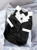 Chinese-style gentleman wedding suit for dogs in black with four-legged design