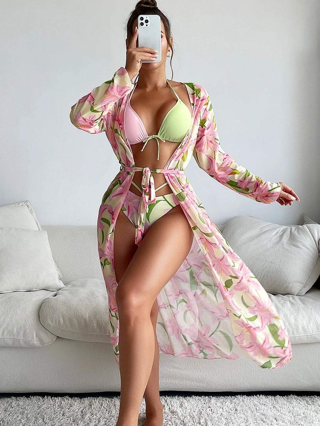 Women's printed bikini set in picture one style colour, shown on a mannequin.