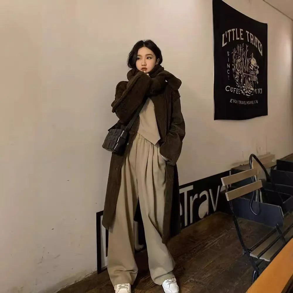 Women's casual sports suit two-piece set in Japanese Korean style with solid colour design