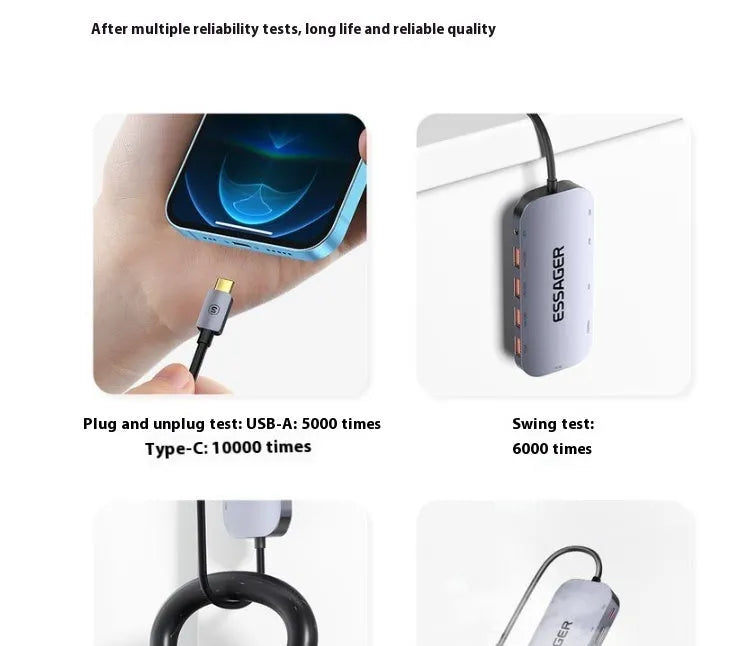 11-in-1 USB-C expansion dock with Ethernet, HDMI, USB ports, and card readers on a 20cm cable.