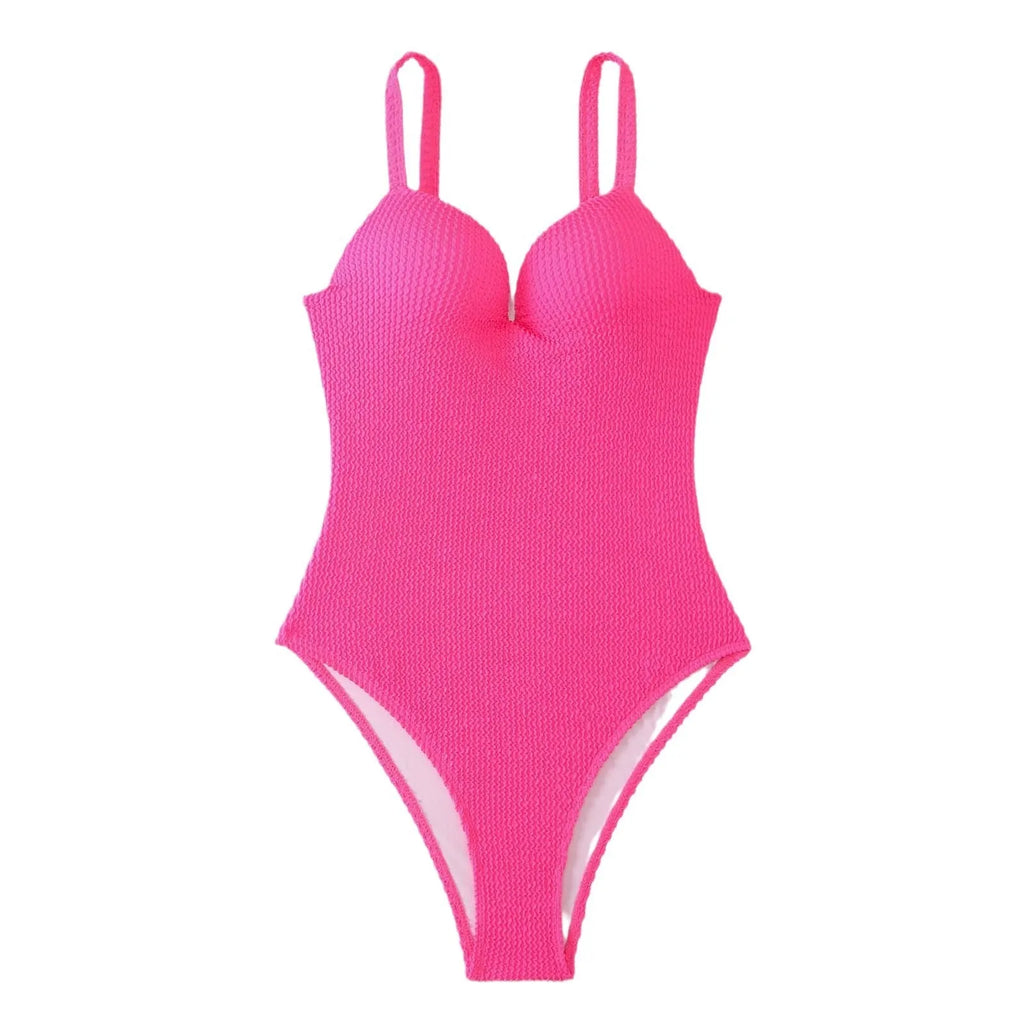 Women's sleeveless one-piece swimsuit in polyester fabric for swimming.