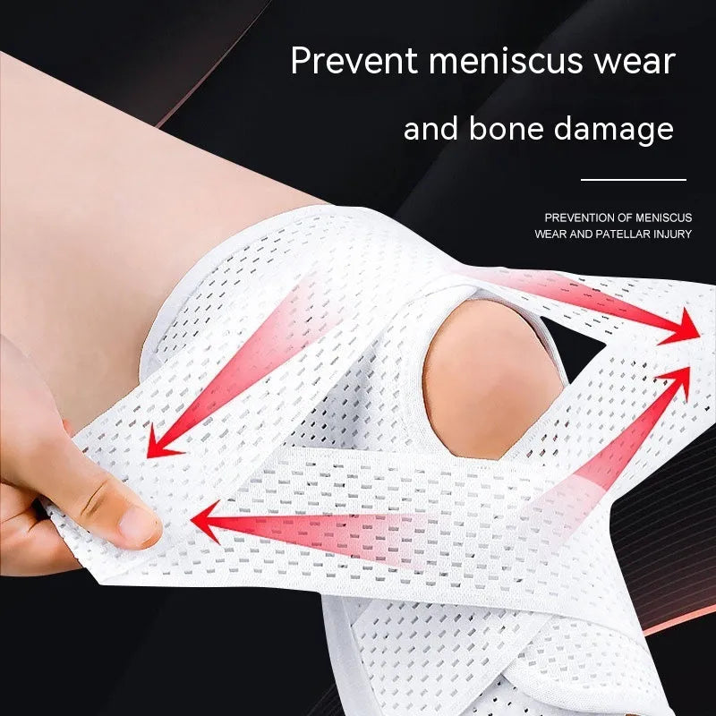 Black mesh knee protective sleeve for meniscus and patellar injury recovery during sports activities