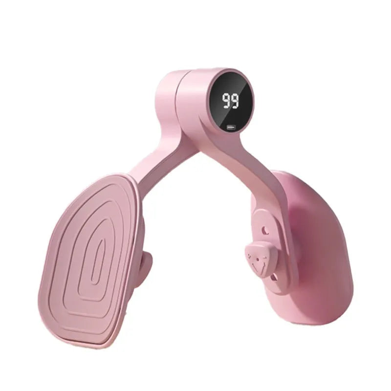 Pink and purple pelvic floor muscle trainer with rubber-coated 3-gear resistance design