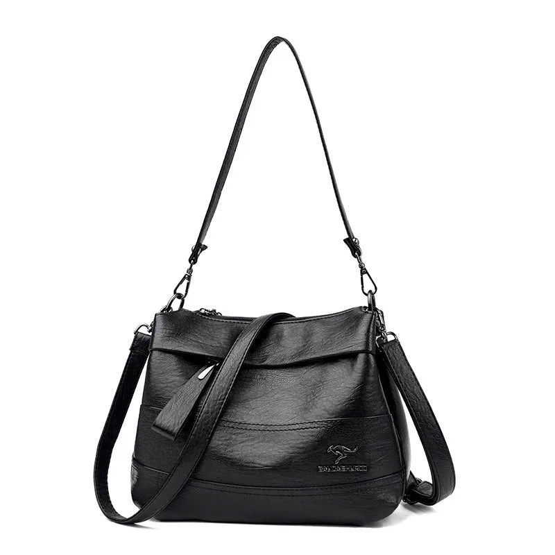 Soft PU leather shoulder messenger bag for women, urban simplicity style, multiple colours including black and yellow