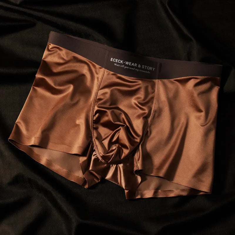 Men's colourblock Ice Silk underwear in Veil White, shown flat to display seamless design and knit fabric texture.