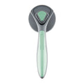 Grey self-cleaning slicker brush for pet grooming with one-click button and comfort-grip handle