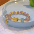 Women's floral glazed bracelet with zodiac animal charm in red, pink or white bead colours