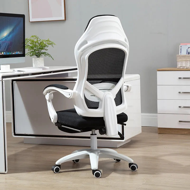 Rotating black computer gaming chair with linkage armrests and high resilience sponge seat cushion