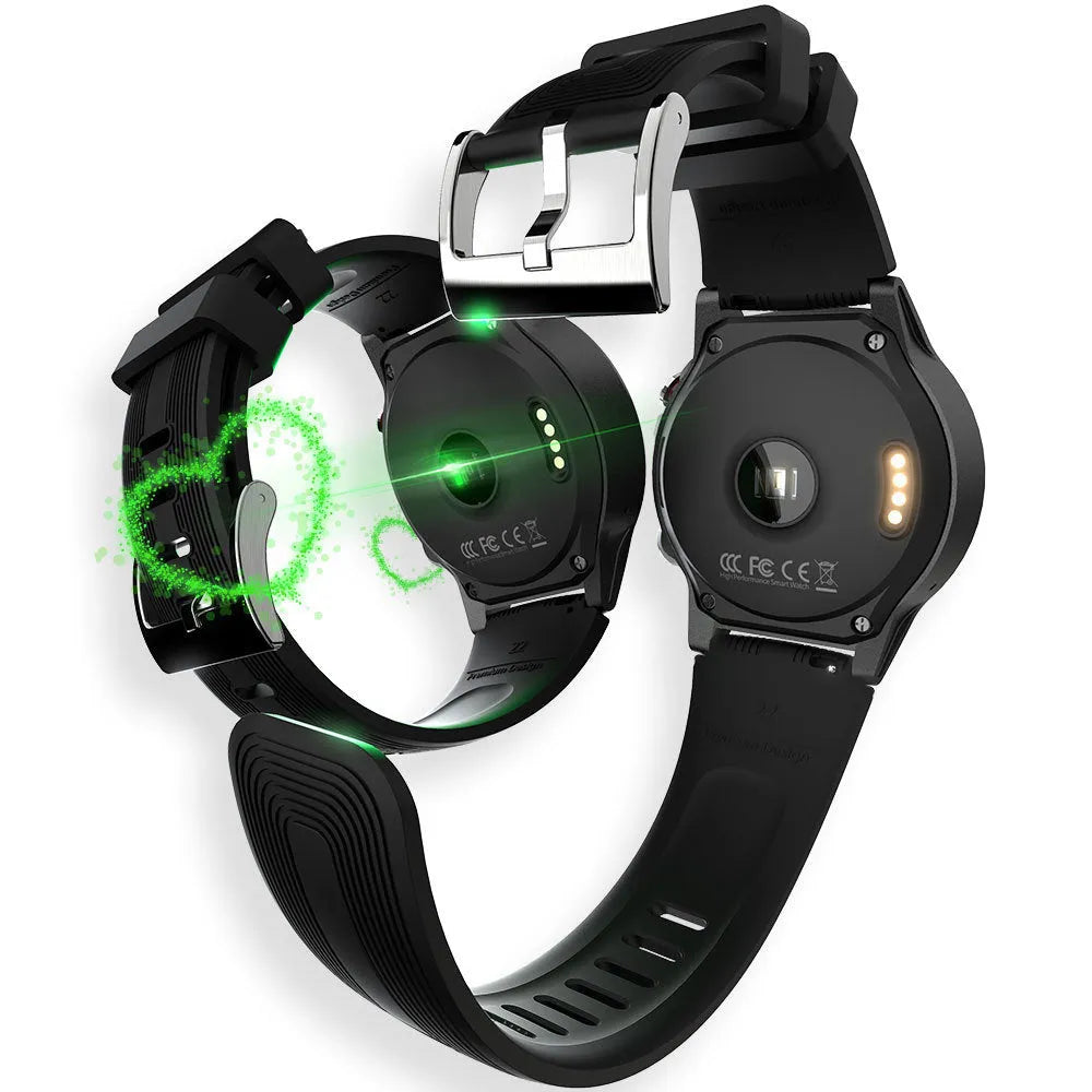 Black men's smart watch with Bluetooth calling and heart rate monitoring on wrist