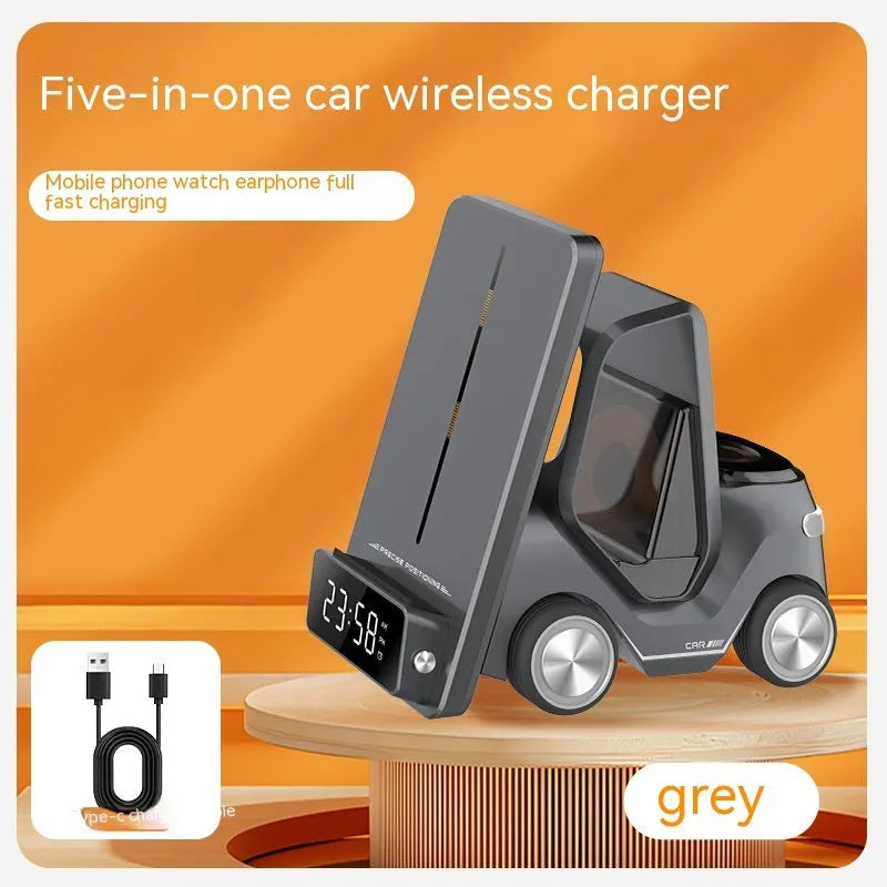 A grey, white, yellow, or orange 15W wireless charging bracket supporting three devices.