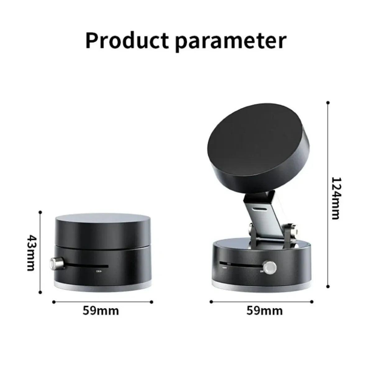 Black car phone mount with vacuum suction cup and magnetic attachment on dashboard