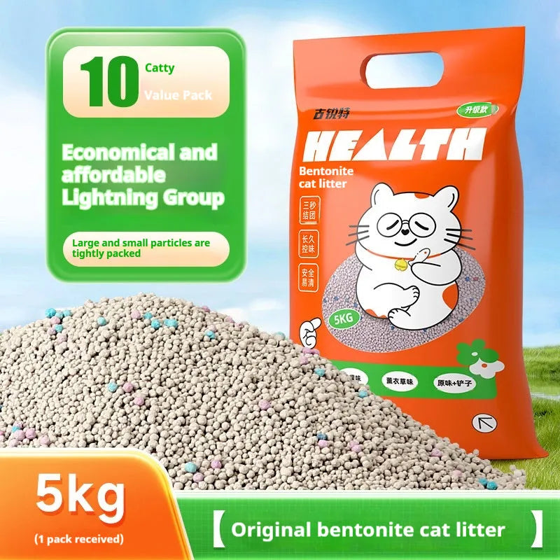 Bentonite cat litter low dust deodorant clean smell available in 5kg 10kg 20kg lavender lemon original