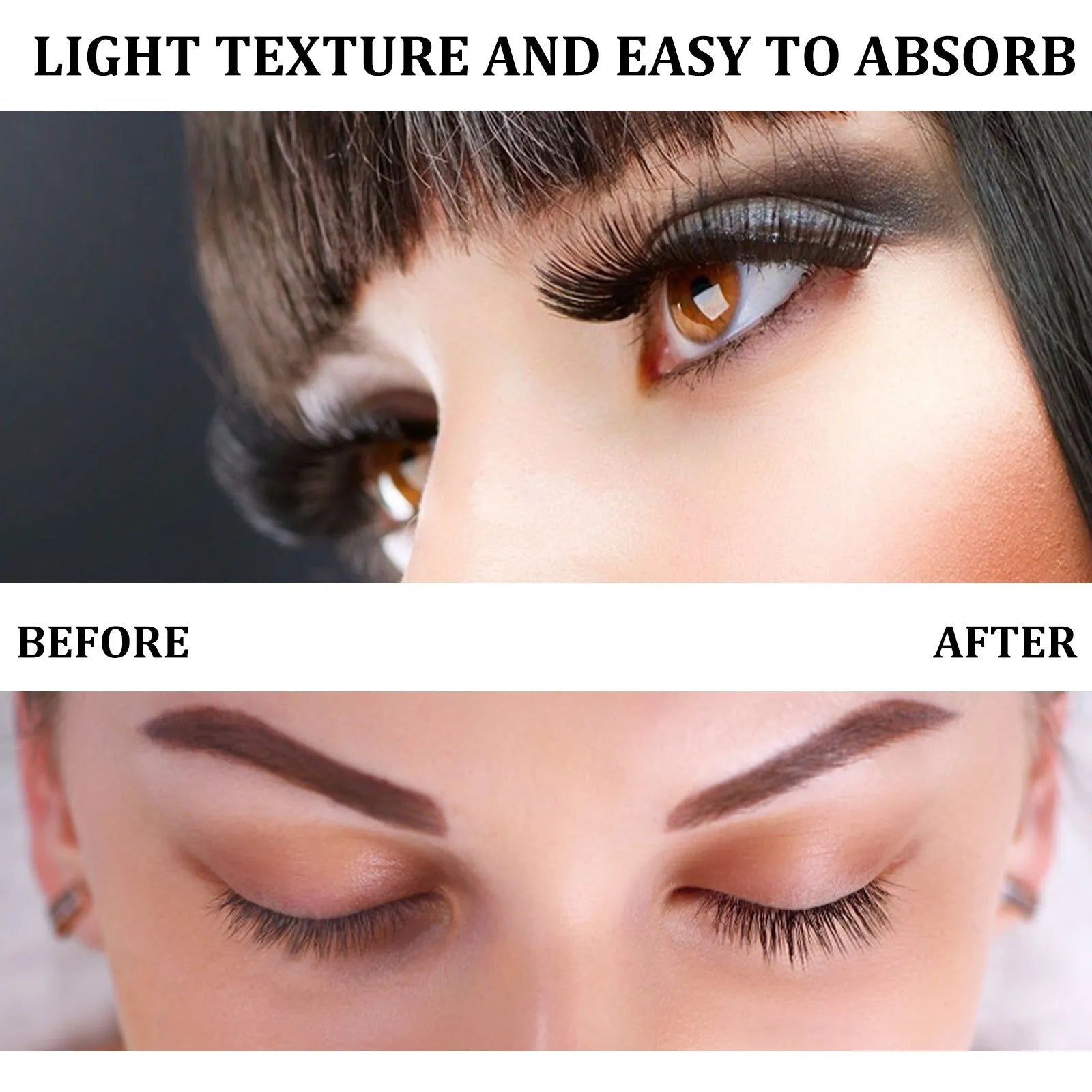 3ml bottle of curly black eyelash essence serum with a brush applicator for lash conditioning.