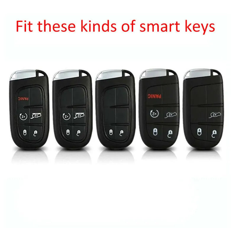 Black silicone key case with carbon fibre pattern for Dodge Chrysler Fiat remote key fobs.