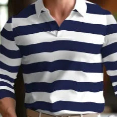 Men's long sleeve retro button design loose top in polyester blend fabric