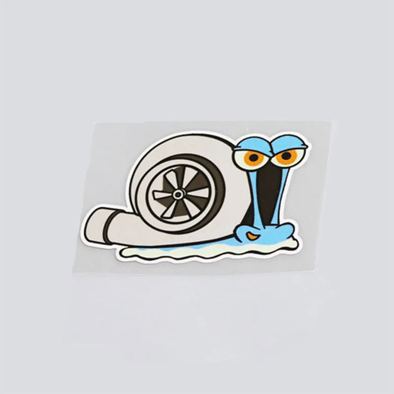 White snail cartoon design reflective car sticker measuring 12cm by 8cm on reflective film