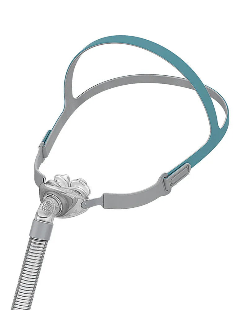 Ventilator nasal mask accessory set with plastic nose pad, silicone cushion, and headband