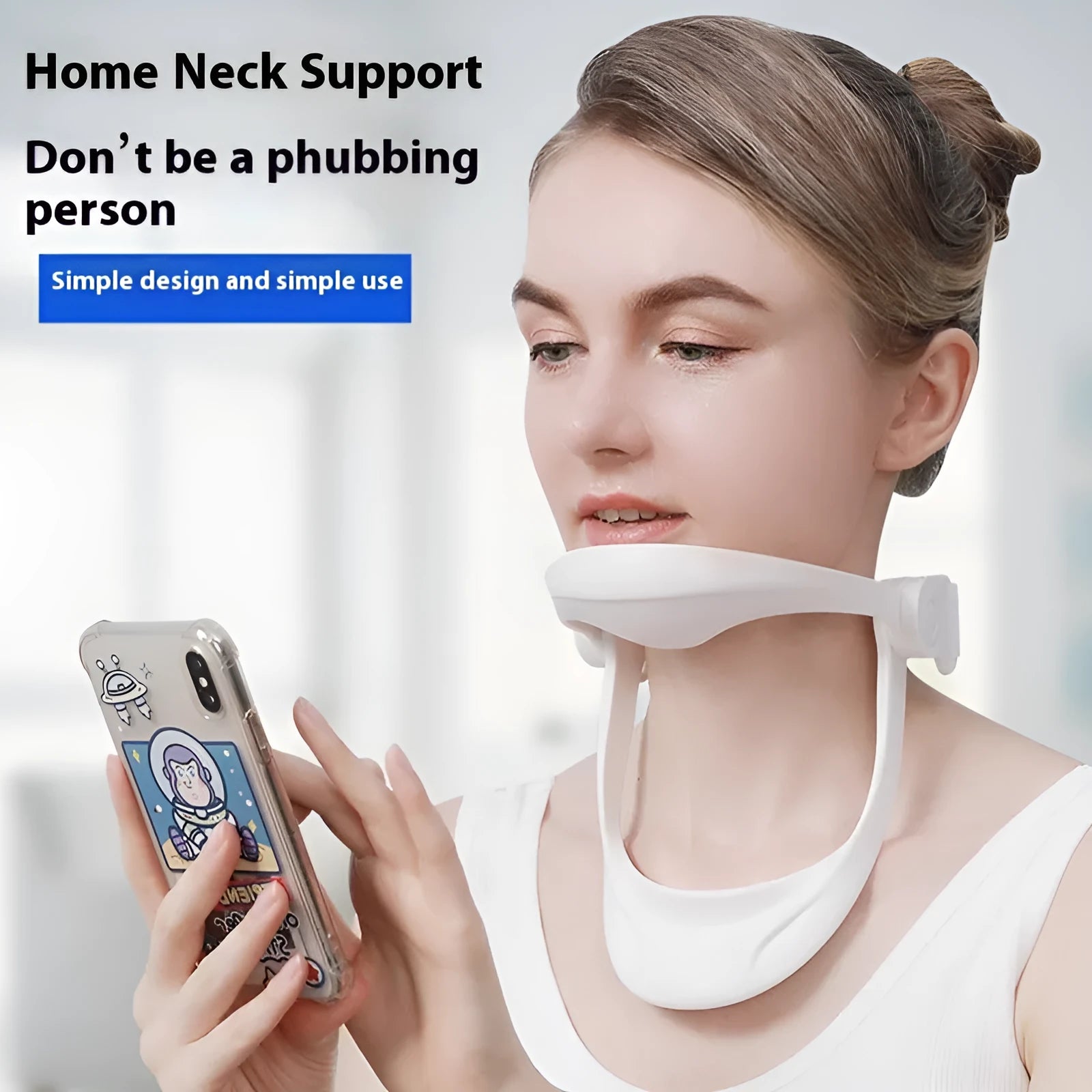 White PP plastic neck brace and cervical support instrument for posture correction.
