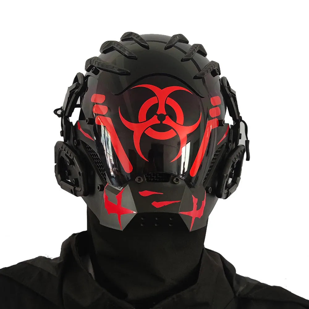 Black full face bioweapon theme tech prop mask for costume parties