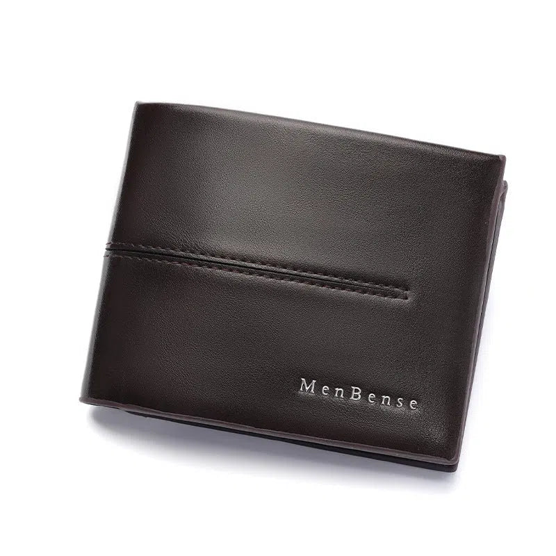 Genuine leather men's belt and wallet combo set with alloy buckle in black and brown, includes gift box