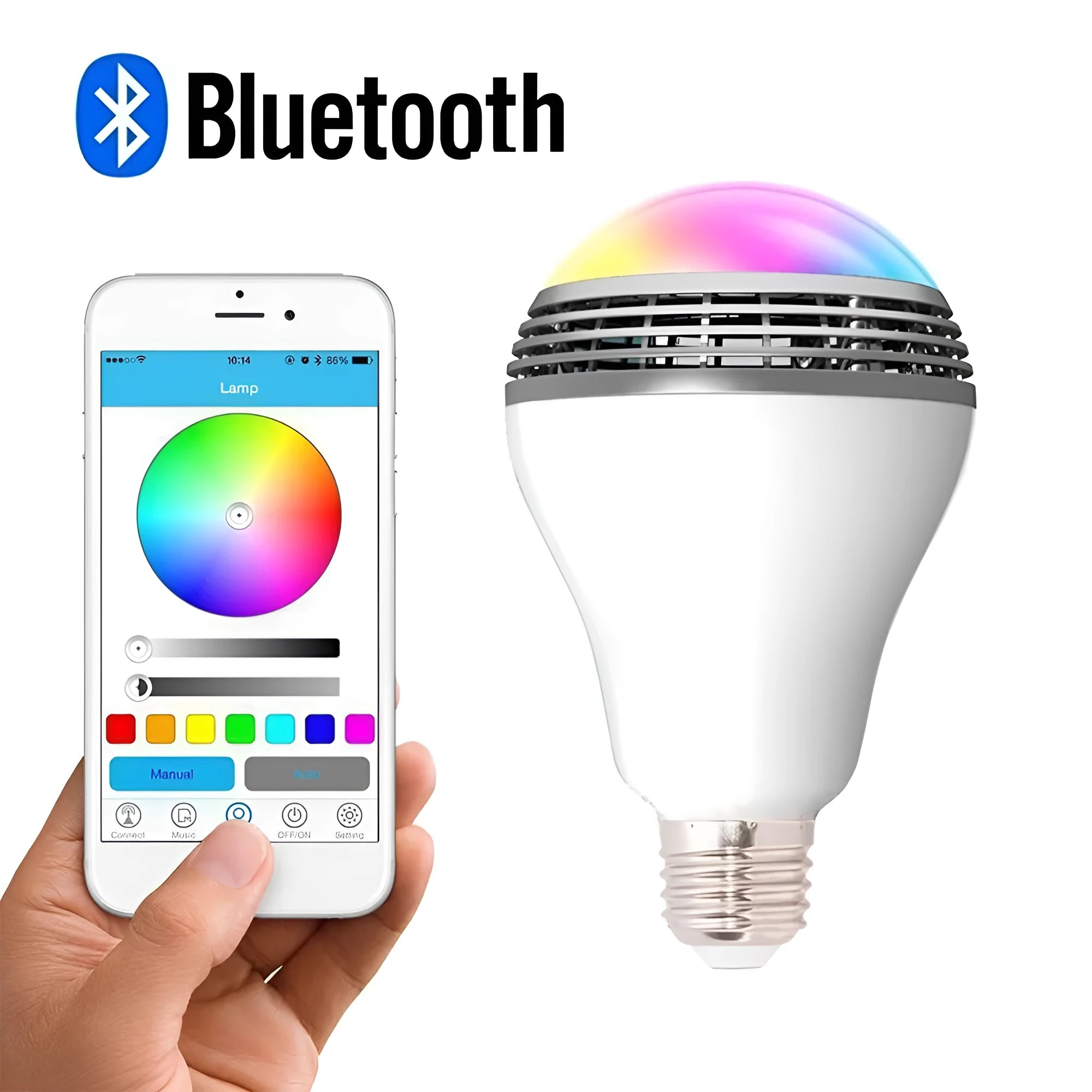 E27 smart bulb with integrated Bluetooth speaker for lighting and music