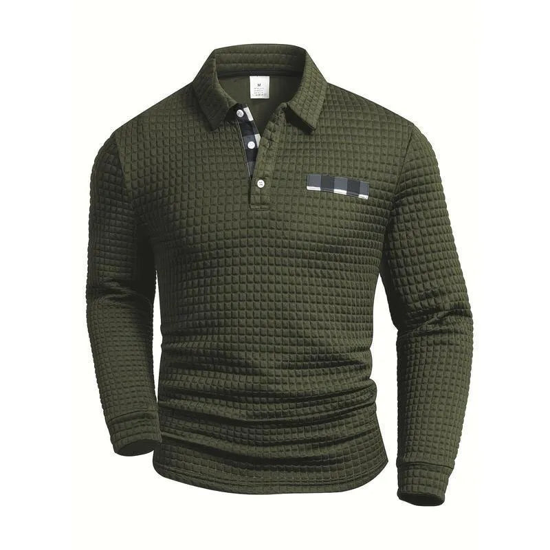 Men's loose fit modal knitwear top in army green, front view