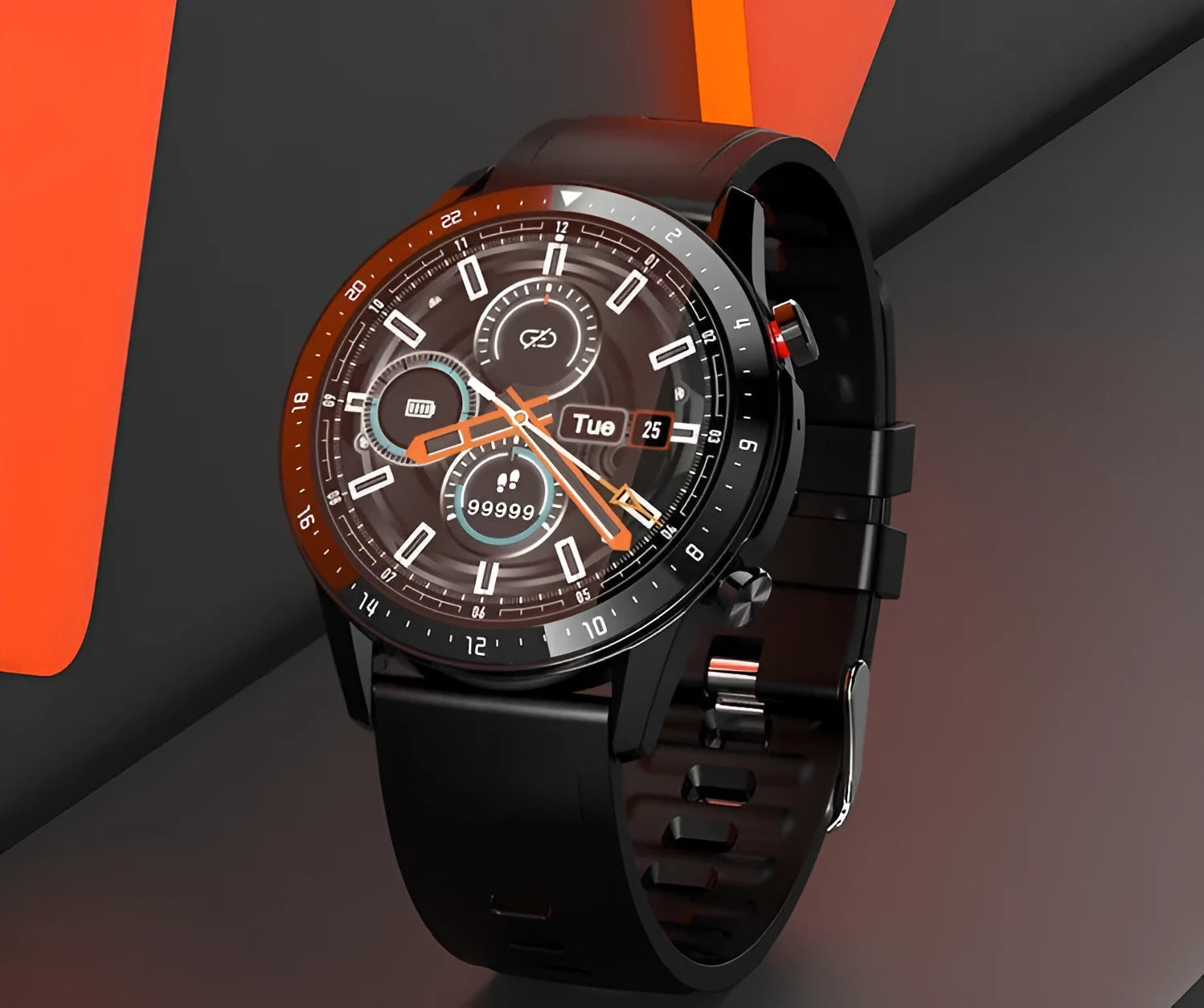 Bluetooth smart watch with 1.3-inch screen showing heart rate monitoring display
