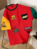 Men's loose fit printed t-shirt with digital letter pattern in multiple colour options