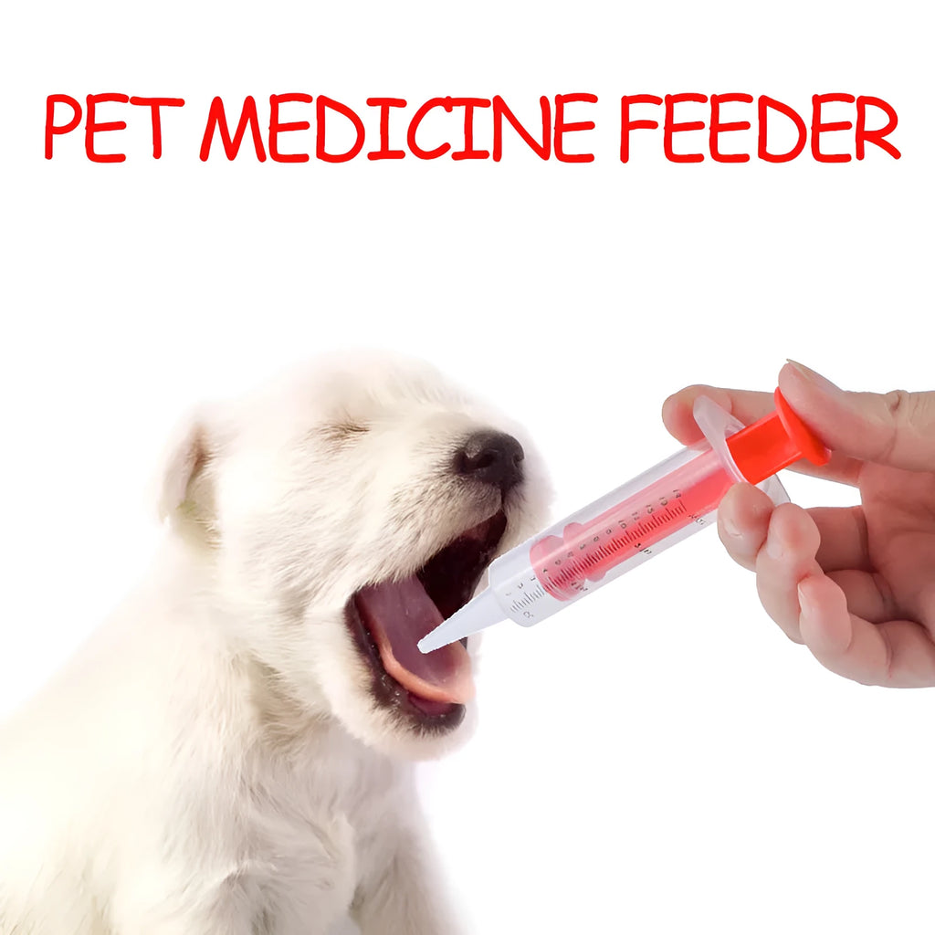 Two silicone pet pill shooters with soft tips for feeding medication to cats and dogs.