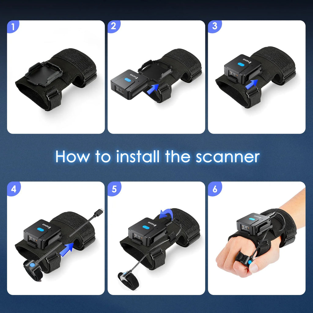 Wearable barcode scanner gloves with wrist-mounted design and Bluetooth wireless connectivity