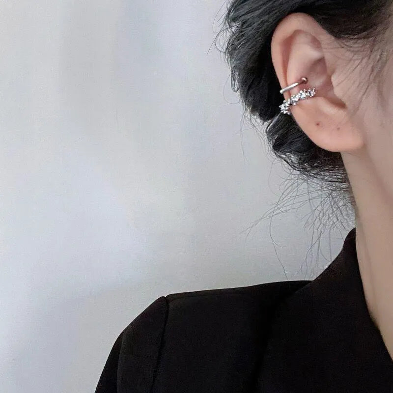Alloy ear clip earrings with irregular frosty geometry shape and double clip mechanism